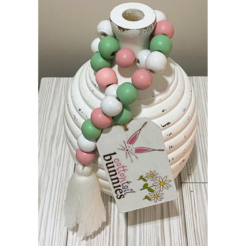 Easter Beaded Garland: Cottontail Bunnies Tier Tray Decor